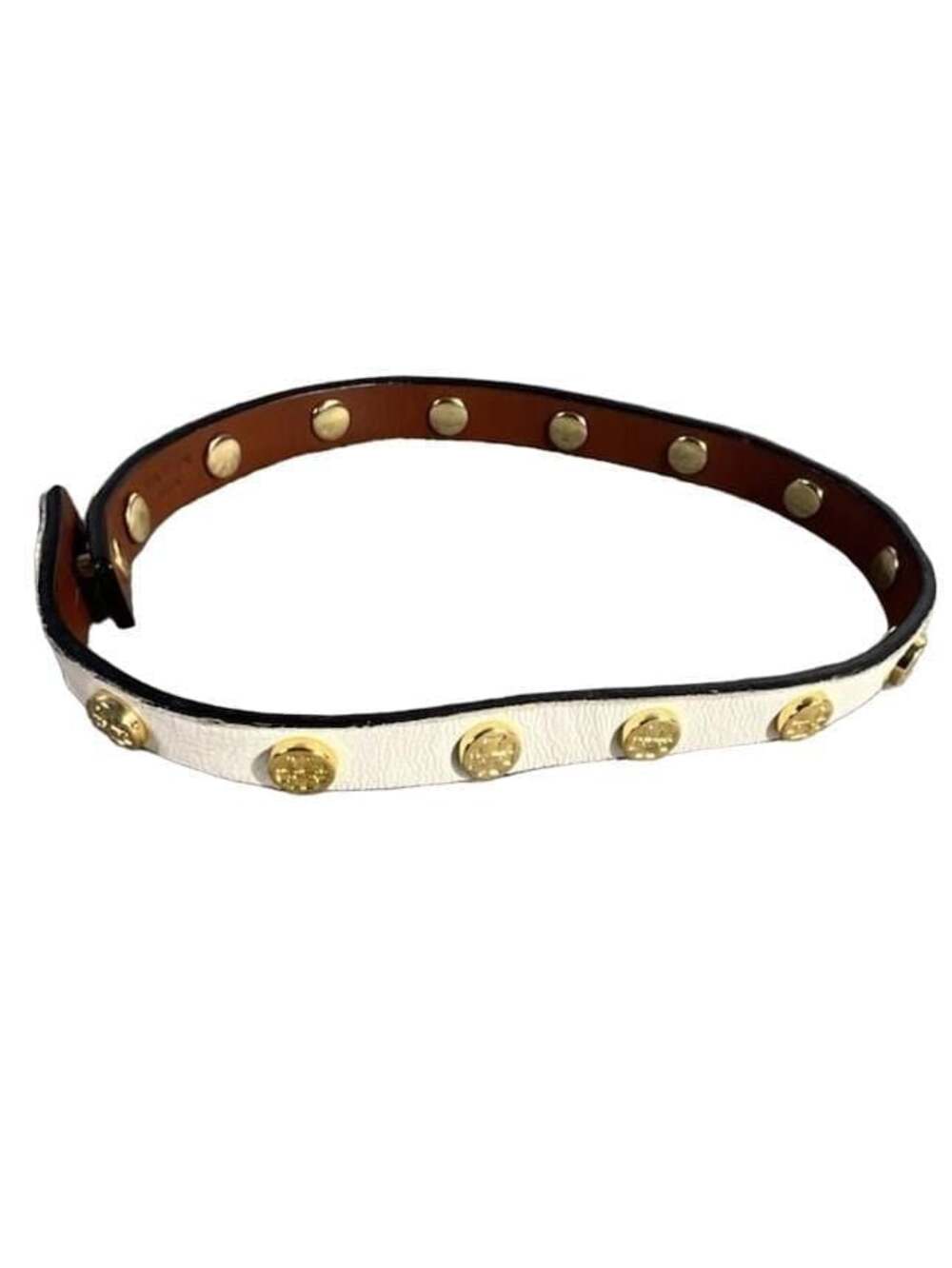 Tory Burch Reversible Leather Wrap Bracelet with Gold-Tone Studs Black White